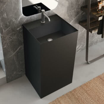 Hastings Tile Bath - Urban Kant Pedestal in Corian Solid Surface in Matte Black